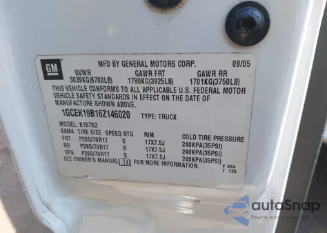 2006 Chevrolet Silverado 1500 Lt1 z USA, uszkodzony, nr VIN 1GCEK19B16Z146020